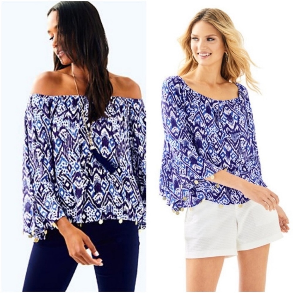 Lilly Pulitzer Delaney Blue Abstract long sleeve top size L - Picture 16 of 16